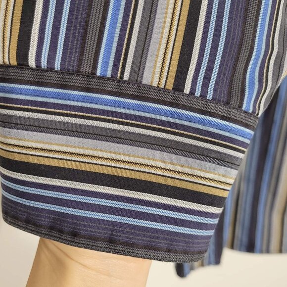 Pronto Uomo Men's Striped Long Sleeve Button Down 100% Cotton Shirt Size L - Picture 7 of 9